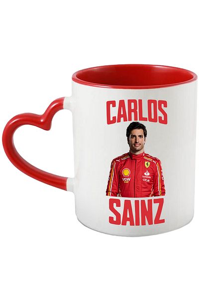 StoryGift Romania Cana Carlos Sainz Cursa Profesionista Formula 1 Viteza, 330ml, Ceramica Cu Maner, Cu Maner Inim Stg