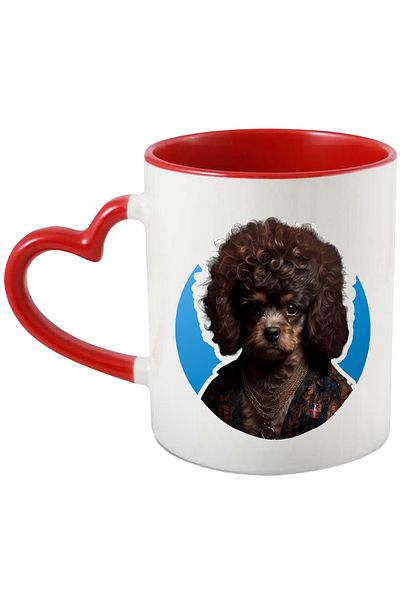 StoryGift Romania Cana Cu Catel, Portret, Lant, Jacheta, Coafura, Iubitori De Caini, Multicolor 33, Cu Maner Inim Stg