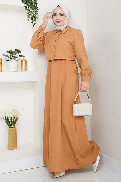 Bestenur Laren Jacket Dress Double Suit 1482 - Mink