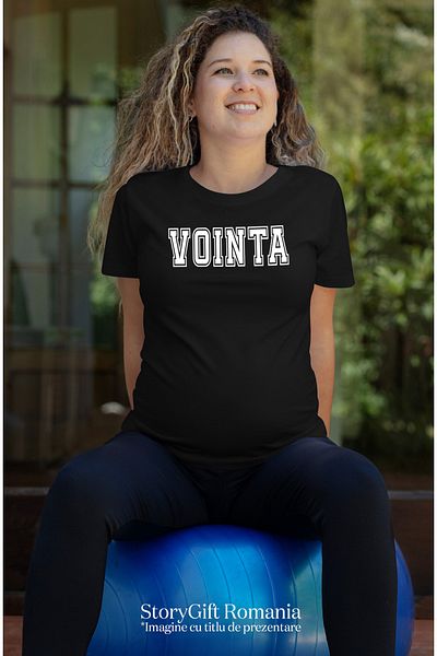 StoryGift Romania Tricou Femei Vointa, Mesaj Motivational, Text Inspirational, Self Care, Cu Impr Blk_l