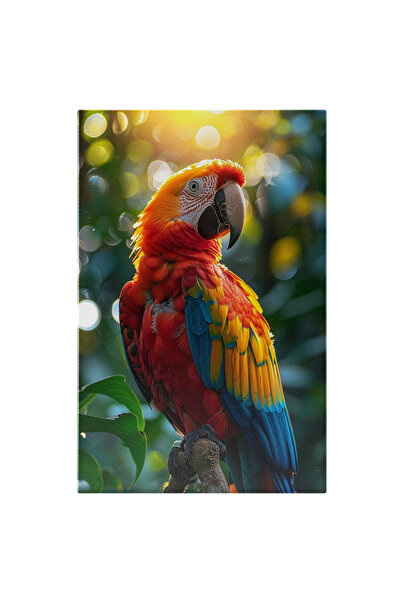 StoryGift Romania Tablou Canvas: Papagal Pe Ramurile Copacilor - Explozie De Culori Pe Aripi Pictura Digitala