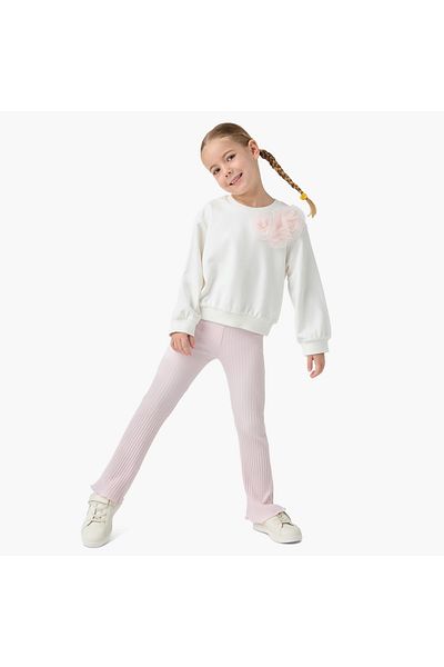 Juniors Floral Accent Sweatshirt and Leggings Set