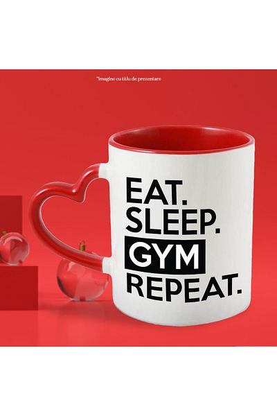 StoryGift Romania Mug for those who maintain their figure with the message "Eat. Sleep. Gym. Repeat" with , With ,STG.