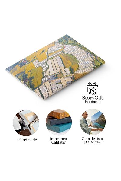 StoryGift Romania Tablou Canvas Armonie Agricola Rijea Verde In Lumina Soarelui, Bale, Rijea, Armonie Agricola, V