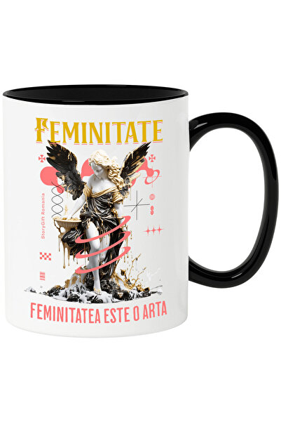 StoryGift Romania Cana Cu Statuie Fata Cu Aripi Text Feminitate Este Arta Mot...