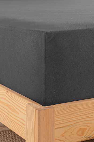 Karden Flower Premium 100% Cotton Double Combed Cotton Elastic Sheet - Anthracite