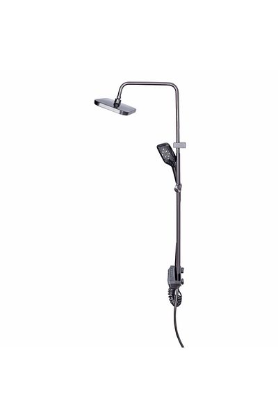 Naimeed Company Shower column, with fixed and mobile shower head, Naimeed D6156, 4 functions, stainless steel, Grey