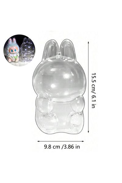 Choice B Labubu Transparent Protective Cover Monster Toy Elf Doll Cover Storage Box Cute Elf Plushie Displ.