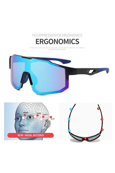 SKYDDAR INNOVATION Cycling And Outdoor Sports Glasses, With Uv Protection, Pc Frame, Unisex 9337 - Black Silver