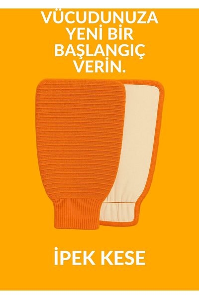 SYN AKSESUAR Double Sided Shower Scrub Exfoliating Glove - Elastic, Double Faced, Skin Friendly Premium Scrub - Orange
