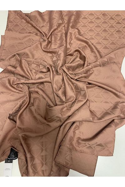 Modakaşmir Silky Jacquard Triangle Pattern Shawl Mink
