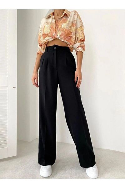 AXXAN Women's Black Palazzo Velcro Pocket Pants