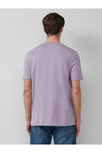 s.Oliver Men's T-shirt With Logo Print And Scoop Neck, Regular Fit, Lila, Xl