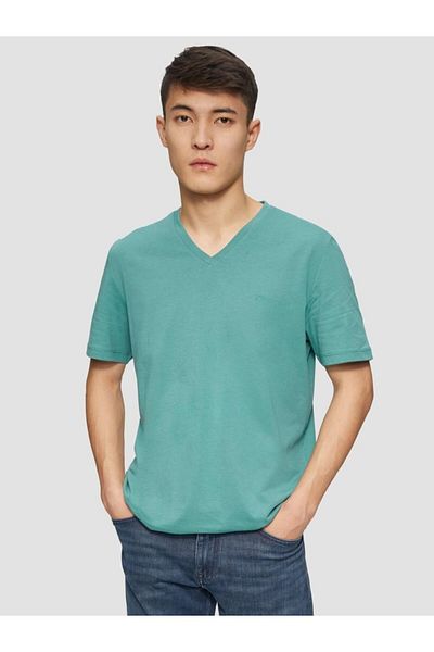 s.Oliver Men's T-shirt With Anchovy, Regular Fit, Cotton, Green, M