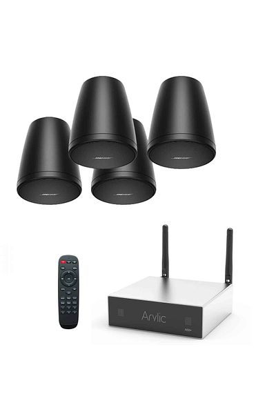 Bose System with black Bose FreeSpace FS2P Hanging Speakers and Arylic A30+ Wi-Fi amplifier