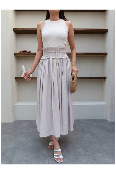 ESRAHELVACI Waist Gathered Maxi Skirt