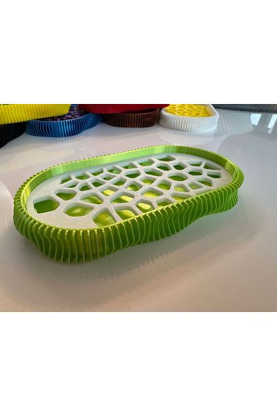 OEM 3D soap dish, Wave model, Lime / White