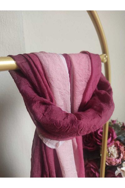 JAWEL ŞAL Jawel Double Color Comfort Shawl Burgundy-Dusty Rose-Powder Tones