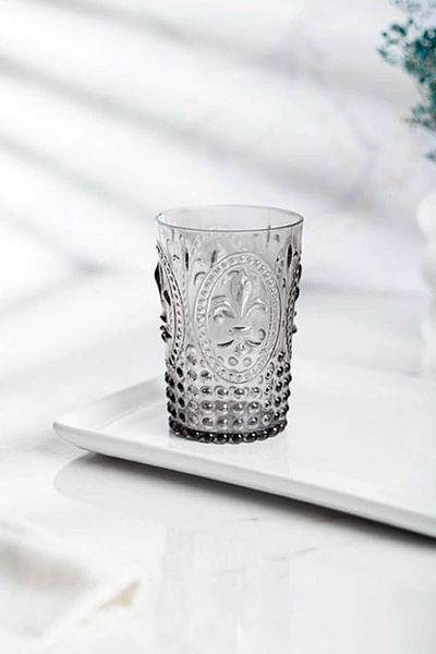 ARVALE Set of 8 Acrylic Smoked Soft Drink Glasses |   Coffee Side Water Glass - 300 ml