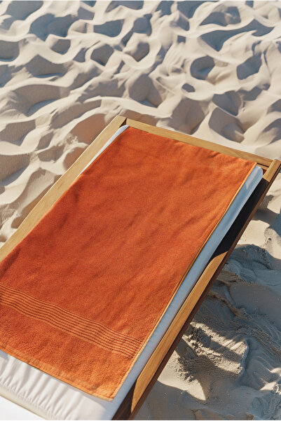 Ellaline Πορτοκαλί Πετσέτα Παραλίας 100% Βαμβάκι Πιστοποιημένη Πετσέτα Θάλασσας & Πισίνας 70x140cm