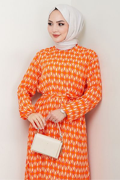 Bestenur Φόρεμα Arsel Woven Viscose 1474 - Πορτοκαλί