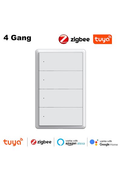 manhot 4 Gang Tuya Zigbee Smart Light Switch No Capacitor No Neutral Required Us Push Button Switch Voice C