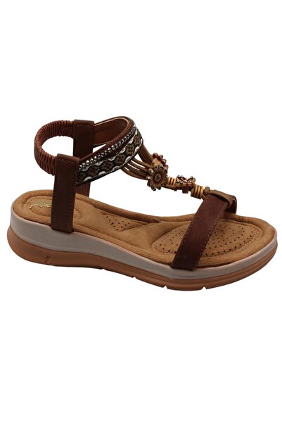 Celira Γυναικεία πέδιλα παπούτσια Akç A25 Brown Daily Stone