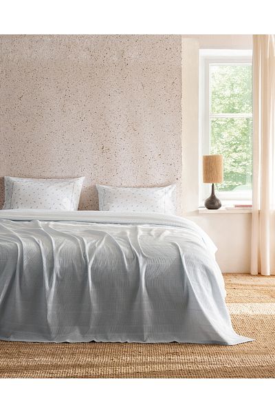Madame Coco Mathilda Double Cotton Ecocell Plain Pique Set - Light Blue