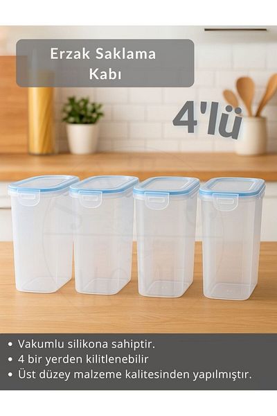 Jet's Home Set of 4 Food Container Vacuum Air-Free Bpa Free Lockable Pulses Container 3 L