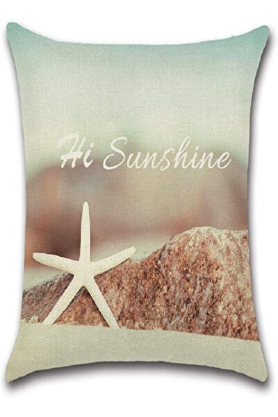 RISHAHOME غطاء وسادة مطبوع عليه صورة شاطئ، مقاس 45×45 سم - غطاء وسادة مزخرف ب...