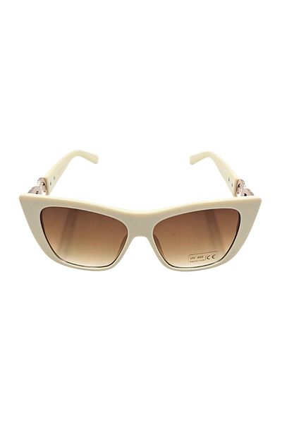 Tiara Ochelari de soare, femei, Tiara, alb-crem lucios, formă pătrată supradimensionată, protecție UV 400