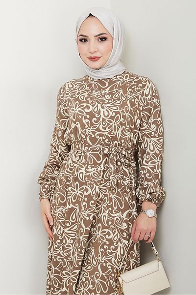 Bestenur Φόρεμα Zelal Woven Viscose 1480 - Mink