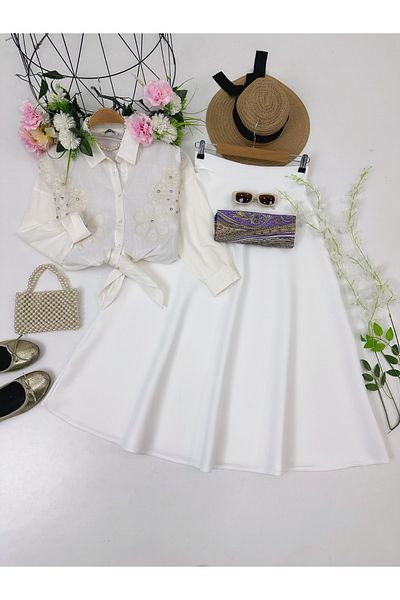 YEDİLALE Flower Shirt Skirt Suit [Shirt and Skirt Included in the Price]