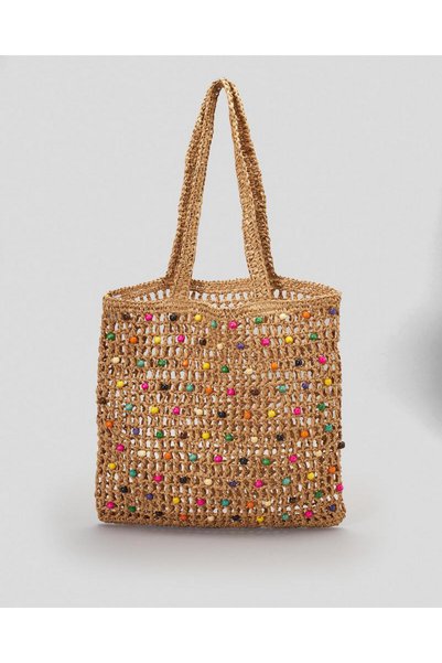 YASERS Women's Brown Straw Bag Beach Bag