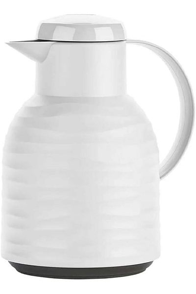 emsa Samba Wave Vacuum Flask 1L – White, Plastic Body, Quick Press Closure