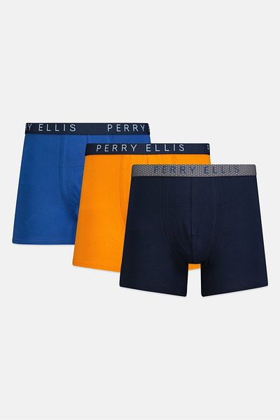 Perry Ellis Men 3 Pack Brand Logo Boxer Briefs, Multicolor