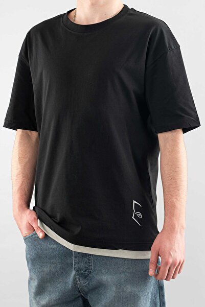 bombe Men's Special Crew Neck T-Shirt Basic Semi-Oversize Plain Printed T-Shi...