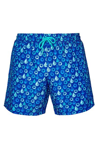 ANEMOSS Sailing Three-Pocket Men's Swim Shorts with Mesh Inside Waist Elastic and Binding Rope