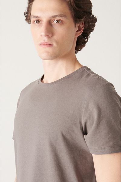Avva Men's Anthracite 100% Cotton Breathable Crew Neck T-Shirt E 001000