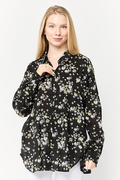 Scotch & Soda Women Spread Collar Long Sleeves Floral Print Shirt, Multicolor