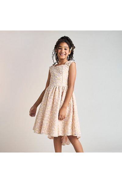 Juniors Textured Sleeveless Dress With High-Low Hem