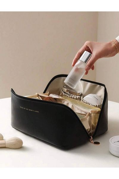 Generic حقيبة مستحضرات التجميل المصنوعة من جلد البولي يوريثان