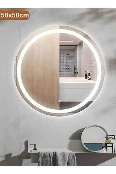 Taimi Makeup Mirror Round 50cm with LED Front Light Suitable for Dressing Room and 3 Color LED Lighting