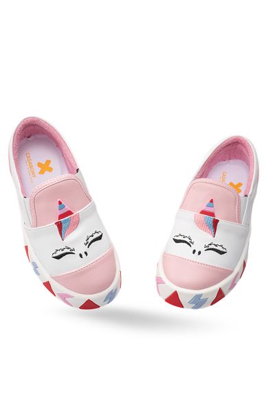 Casabony Pantofi de fete cu model unicorn alb - elastic