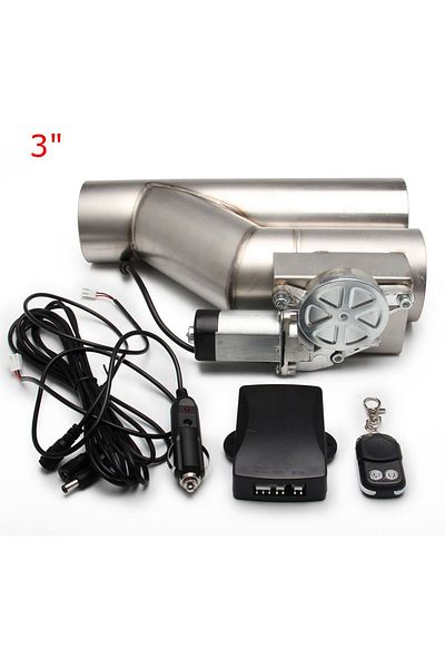 SPEEDRACING 3 Inch Universal 2.5'' 3" Electric Exhaust Cutout Valve Y Pipe Exhaust Pipe Single Valve System Wit