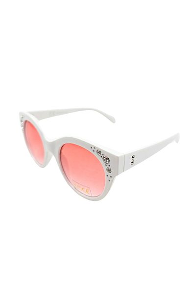 Tiara Ochelari de soare, damă, Tiara, ramă albă lucioasă decorată cu cristale, protecție UV 400