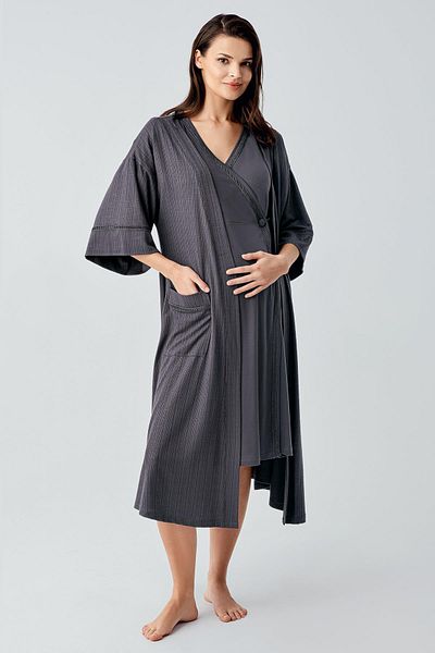 Artış Short Sleeve Stretchy Viscous Maternity Dressing Gown Nightgown Set