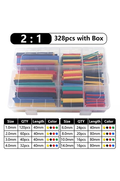 Choice 328 قطعة في صندوق 127-750 قطعة مجموعة أنابيب الانكماش الحراري متعددة ا...