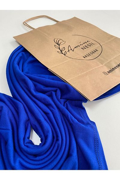 Modakaşmir Combed Cotton Saks Blue Shawl