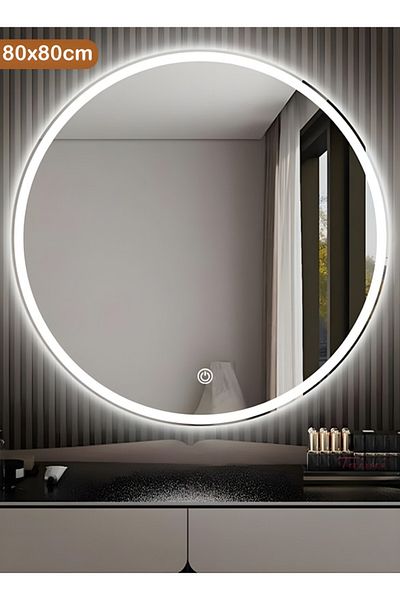 Taimi Makeup Mirror Round 80cm with LED frontlight Suitable for Dressing Room 3 LED Light Colors
